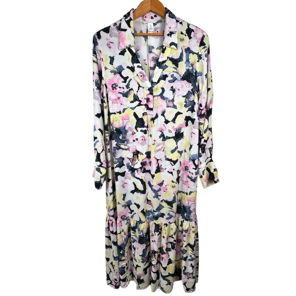 H&M maxi dress, Medium, long sleeve vneck tiered skirt Flowy Lightweight Cute - Picture 1 of 10